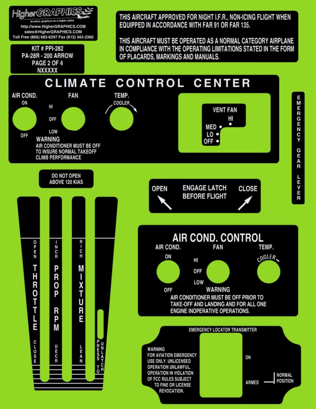 (image for) Piper PA-28R Arrow Premium Interior Decals (2)